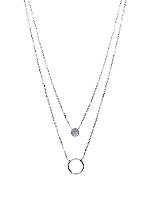 Circle & Disc Silver Necklace - Artizen Jewelry