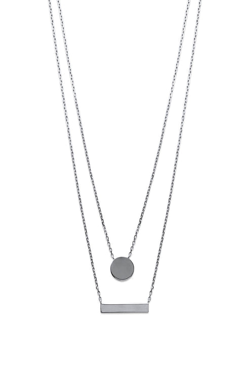 Disc & Bar Silver Necklace - Artizen Jewelry