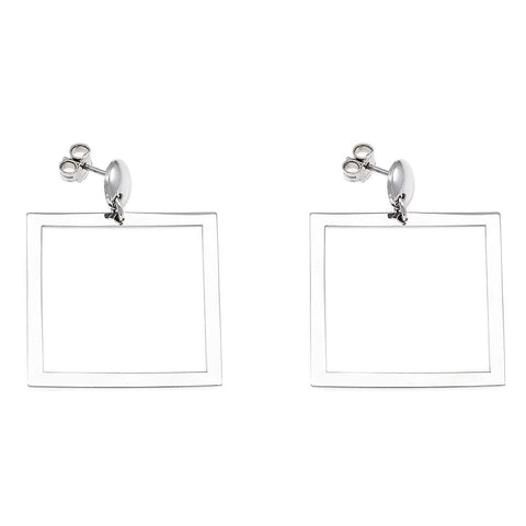 Modern Square Silver Earrings - Artizen Jewelry