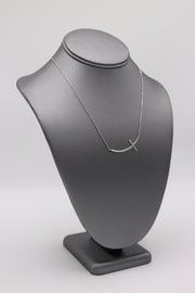 Curved Sideways Cross Silver Necklace - Artizen Jewelry