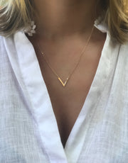 "V" Gold Plated Necklace - Artizen Jewelry